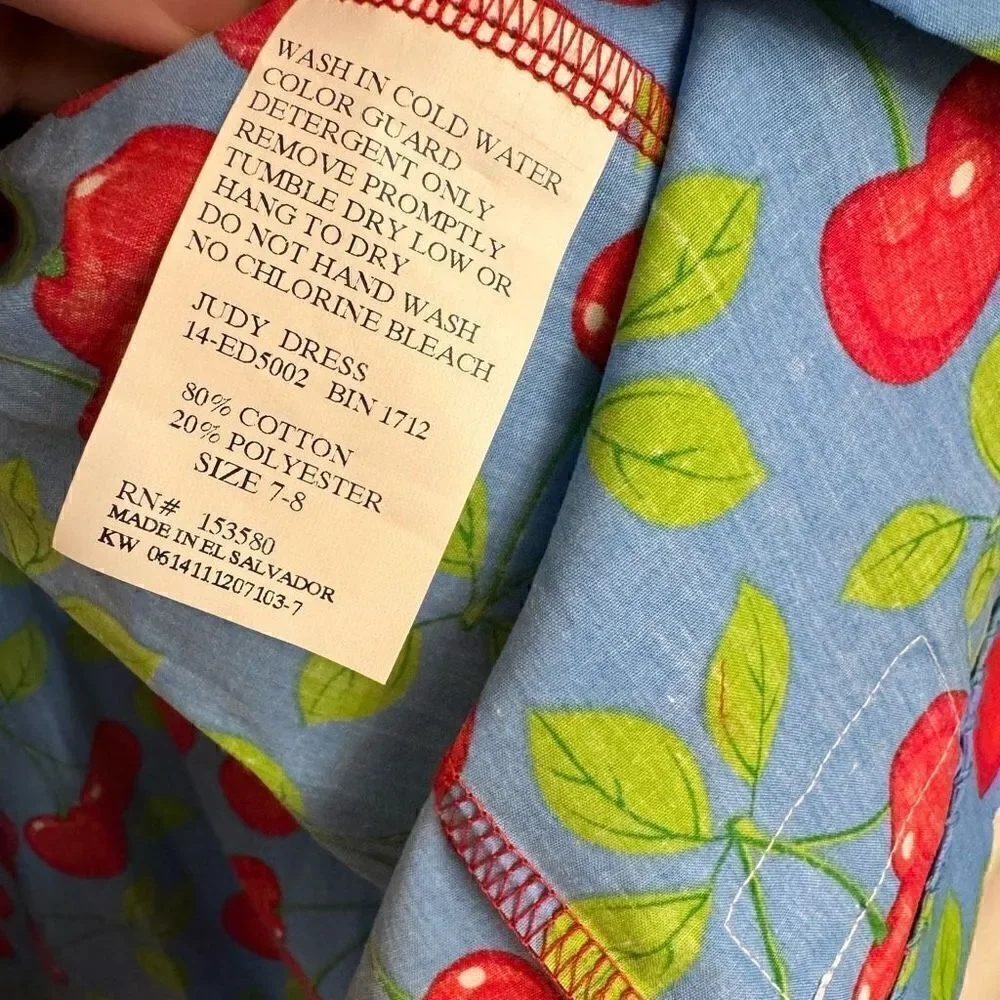 Eleanor Rose NEW Judy Dress Red Blue Cherry Print Cherries Size 7-8